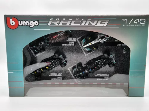 Mercedes GP F1 szett - 2023 W14 Lewis Hamilton - 2023 W14 George Russel - 2022 W13 Lewis Hamilton - 2021 W12 Lewis Hamilton -  Bburago -1:43