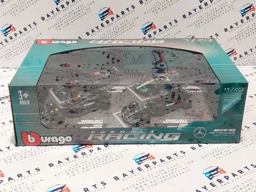 Mercedes GP F1 szett - 2023 W14 Lewis Hamilton - 2023 W14 George Russel - 2022 W13 Lewis Hamilton - 2021 W12 Lewis Hamilton -  Bburago -1:43