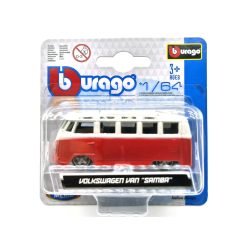   Volkswagen VW T1 transporter Samba Minibus - piros -  Burago - 1:64