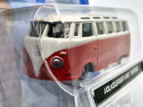 Volkswagen VW T1 transporter Samba Minibus - piros -  Burago - 1:64