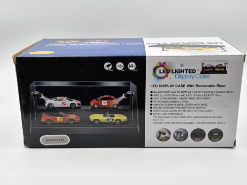 Vitrin / display 1:24 1:43 1:64 modellautóhoz - led világítással