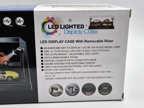Vitrin / display 1:24 1:43 1:64 modellautóhoz - led világítással
