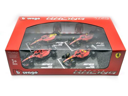 Ferrari F1 szett - 2023 SF-23 Charles Leclerc - 2023 SF-23 Carlos Sainz (Monza) - 2022 F1-75 Charles Leclerc (Monza) - 2022 F1-75 Carlos Sainz  -  Burago - 1:43