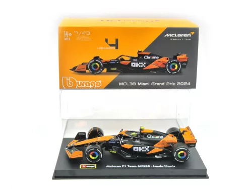 McLaren MCL38 F1 #4 (2024) - Lando Norris - PILÓTÁVAL -  Bburago - 1:43