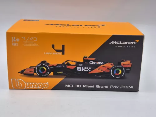 McLaren MCL38 F1 #4 (2024) - Lando Norris - PILÓTÁVAL -  Bburago - 1:43