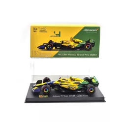   McLaren MCL38 F1 #4 (2024) - Monaco GP (Senna 30th Anniversary) - Lando Norris - PILÓTÁVAL -  Bburago - 1:43