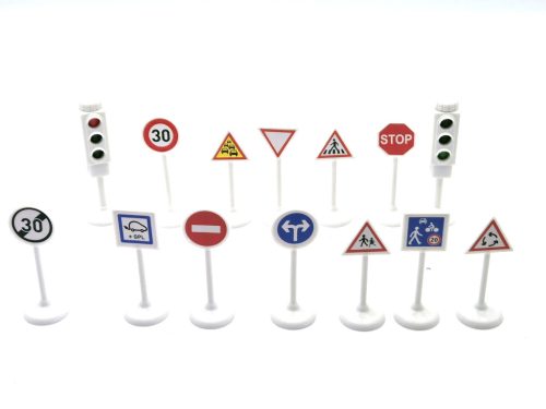 Közlekedési jelzőtábla készlet szett - Norev - 1:64