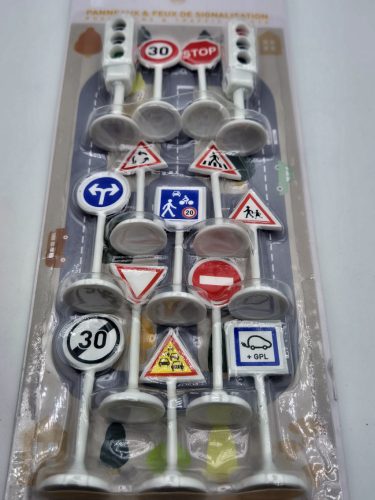 Közlekedési jelzőtábla készlet szett - Norev - 1:64