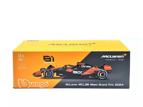 McLaren MCL38 F1 #81 (2024) - Oscar Piastri - PILÓTÁVAL -  Bburago - 1:24