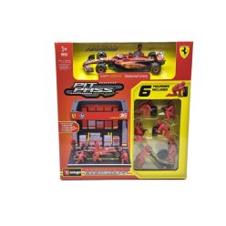   Ferrari Pit Stop - boxutca diorama szett - SF-24 F1 #16 (2024) - Charles Leclerc - szerelőkkel -  Bburago - 1:43