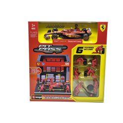   Ferrari Pit Stop - boxutca diorama szett - SF-24 F1 #55 (2024) - Carlos Sainz - szerelőkkel -  Bburago - 1:43