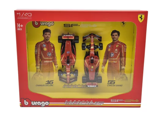 Ferrari SF-24 F1 szett (2024) - #16 Charles Leclerc - #55 Carlos Sainz -  Bburago - 1:43