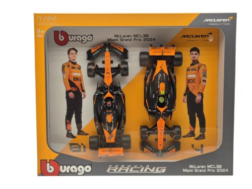 McLaren MCL38 F1 szett (2024) - #4 Lando Norris - #81 Oscar Piastri -  Bburago - 1:24
