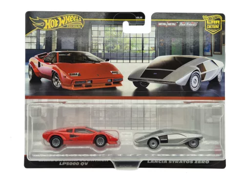 Hot Wheels Premium - Duo Pack - Lamborghini Countach LP5000 QV - Lancia Stratos Zero -  Hot Wheels - 1:64