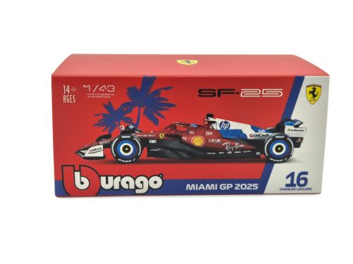 Ferrari SF-25 Team Scuderia F1 #16 (2025) - Miami GP - Charles Leclerc - PILÓTÁVAL -  Bburago - 1:43